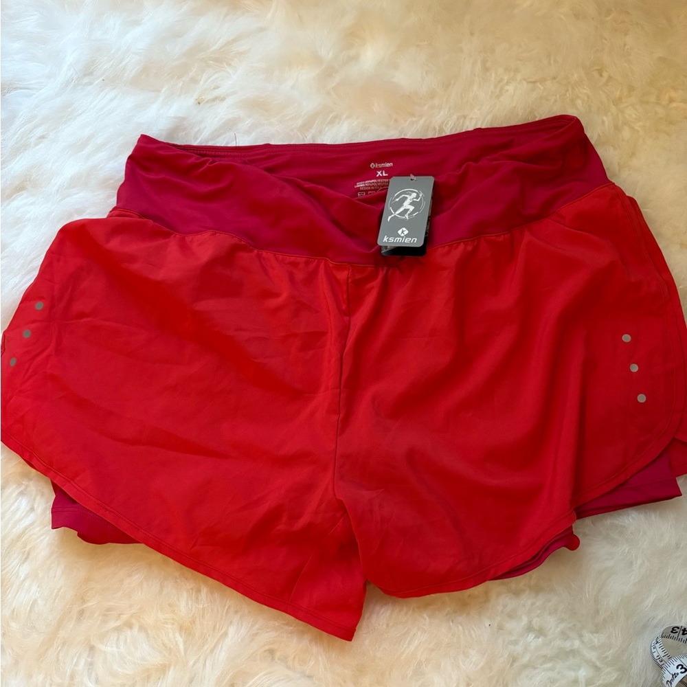 Ksmien Women's Vibrant  Red Athletic Shorts